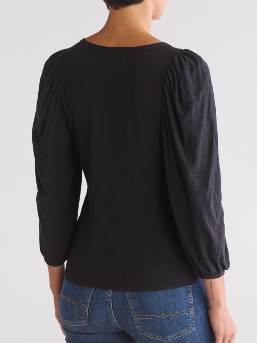 Nation LTD Cecilia Long Balloon Sleeve Pima Cotton Top Size Large - Picture 2 of 8